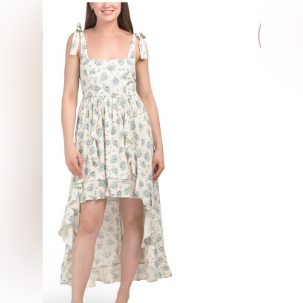 Floral High-Low Dress- shoulders baby doll M